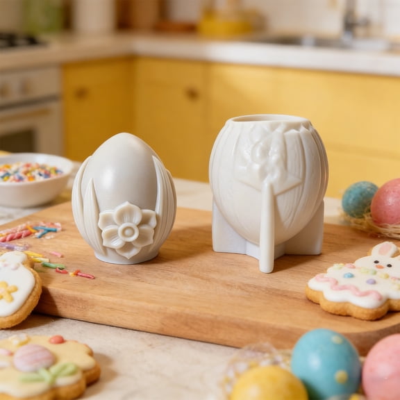 Dianli Easter Egg Candle Silicone Mold 3D Embossed Egg Mold for DIY Soap Candle Plaster Baking Aromatherapy Craft Molds Easter DIY Supplies