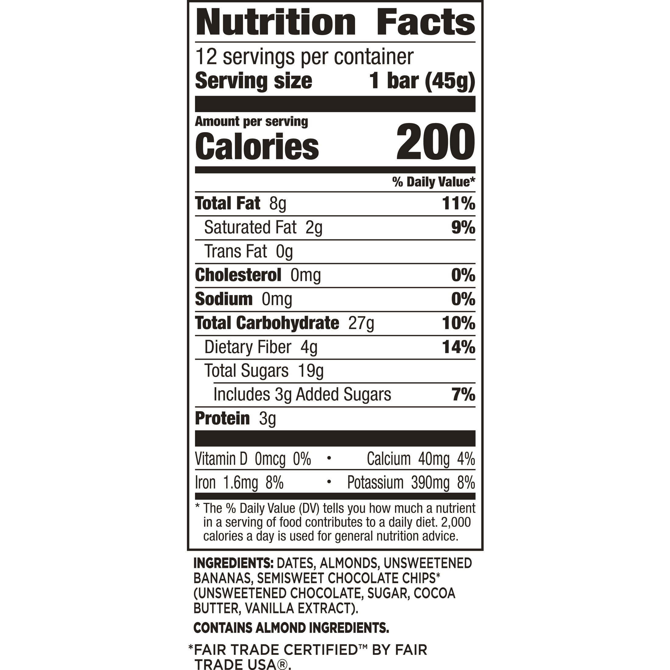 Larabar Banana Chocolate Chip, Fruit and Nut Bars, Gluten Free and Vegan, 19.2 oz, 12 Ct