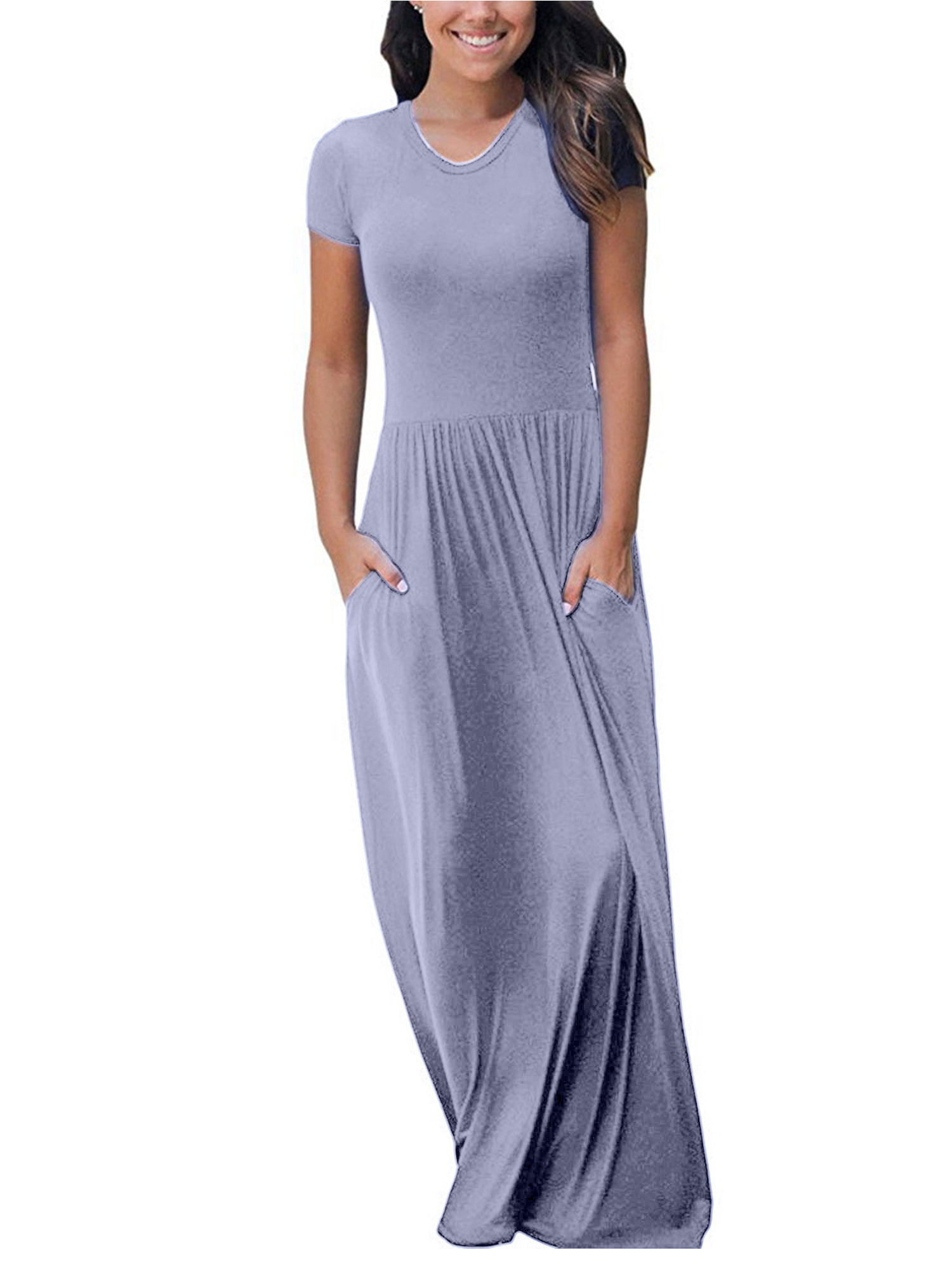Women Long Maxi Dress Casual Plus Size Fashion Dresses Baggy Grey ...