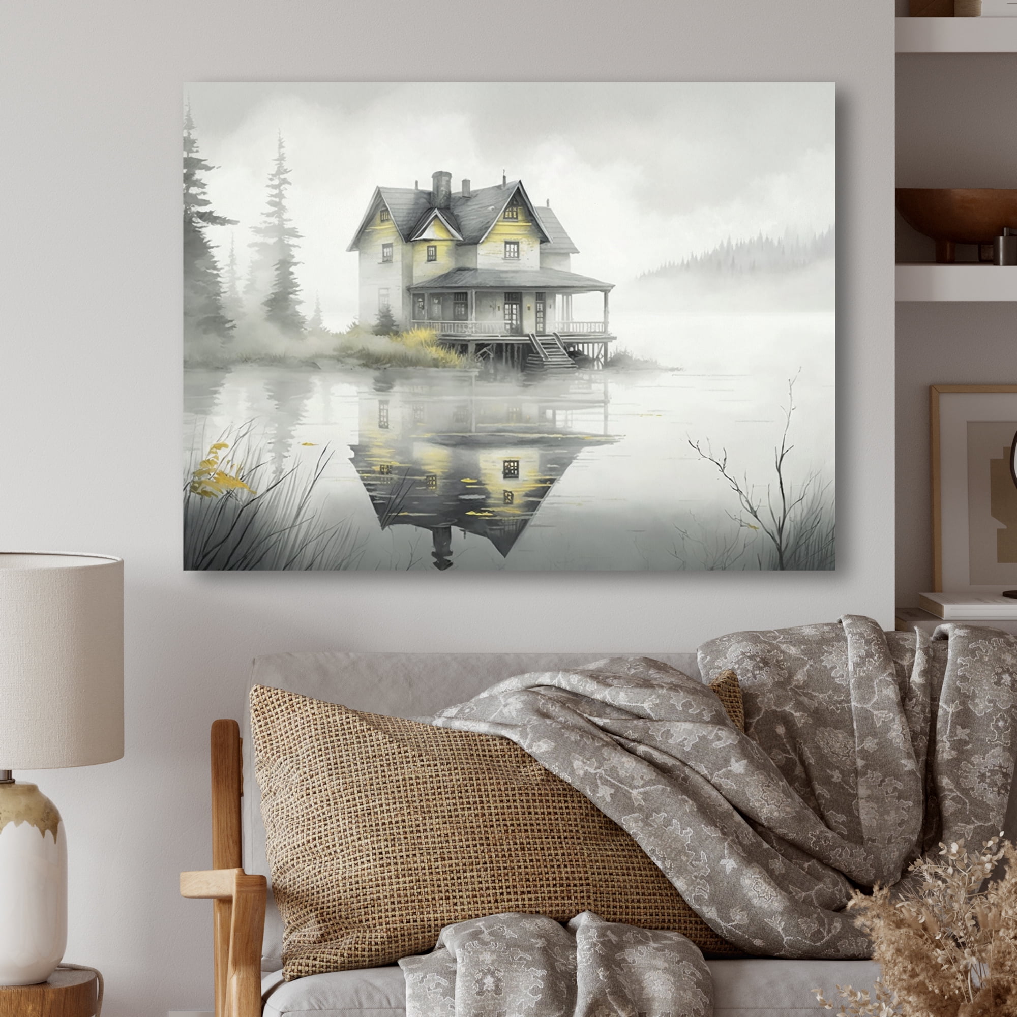 Designart Cottage By The Lake IV Canvas Wall Art