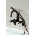 thumbnail image 2 of Kingston Brass AE8455RKX Webb 7-Inch Adjustable Wall Mount Clawfoot Tub Faucet with Knurled Handle and Hand Shower, Oil Rubbed Bronze, 2 of 7