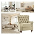 thumbnail image 5 of Traditional Genuine Leather Push Back Wingback Recliner Chair Tufted with Nailhead Trims and Solid Wood Legs for Living Room Beige, 5 of 8