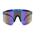 thumbnail image 3 of 80s Pop Paint Splatter Rimless Half Rim Oversize Sport Plastic Sunglasses Blue Mirror, 3 of 4