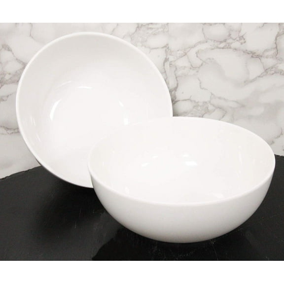 Ebros Contemporary White Jade Melamine Large Deep Round Bowls 48oz (PACK OF 6)