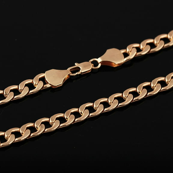 Fdelink Necklace Men Women Fashion Filled Curb Cuban Link Gold Necklace Jewelry Chain Gold