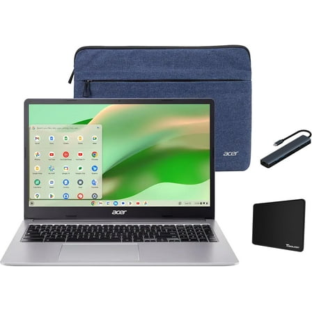 Acer Chromebook 315 15.6" FHD Business Laptop, Intel Celeron N4500 1.1GHz, 4GB RAM, 64GB eMMC, SD Card Reader, Protective Sleeve Included, Chrome OS, Silver with Tigology Accessories