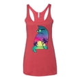 thumbnail image 2 of Neon Beach Sunset Cat California Vibes | Womens Animal Lover Premium Tri-Blend Racerback Tank Top, Vintage Red, Small, 2 of 4