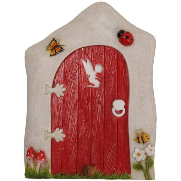 Red Fairy Garden Door Figurine