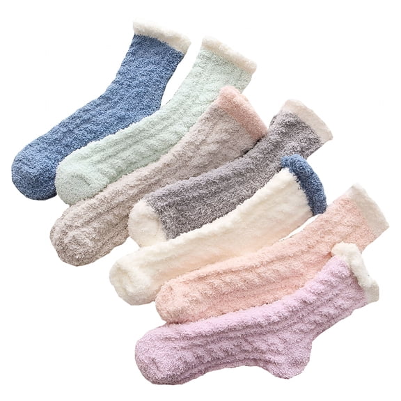 TELOLY 7 Pairs Home Sleeping Socks Female Warm Stockings Floor Socks Floor Stockings