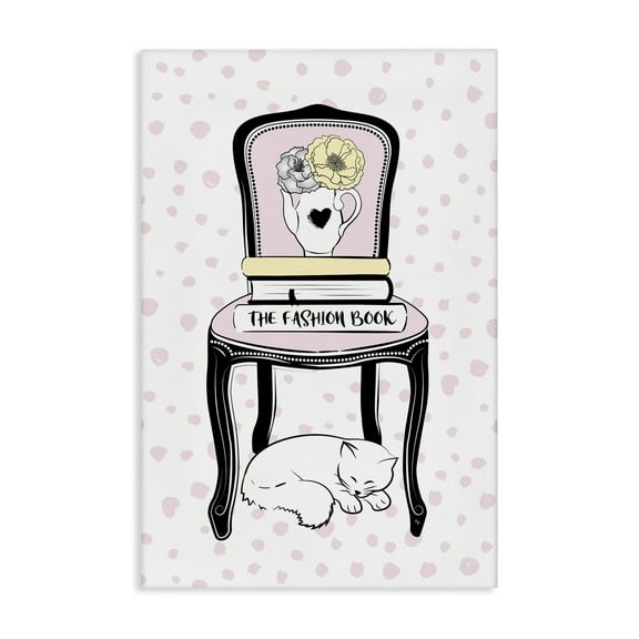 Stupell Industries Fashion Book on Chair Animals & Insects Painting Gallery Wrapped Canvas Art Print Wall Art, 16 x 24