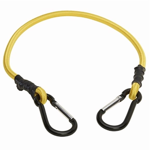 Keeper 06080 Carabiner Style Bungee Cord, Yellow, 24", 2 Pack