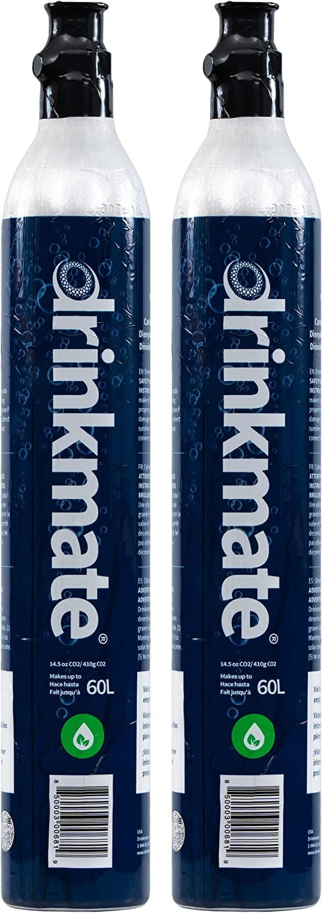 Drinkmate Threaded 60L CO2 Exchange Cabonation Cylinders, Compatible w/SodaStream (Screw-In), Aarke, Ninja Thirsti, 14.5 Oz, Cartridge Gas Canister Refill (Set of 2)