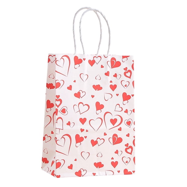 Bolso de mano con forma de corazón para San Valentín, bolsa de papel kraft, bolsa de regalo, embalaje de pan, bolsa de dulces, bolsa de compras, almacenamiento y organización, almacenamiento en el hog