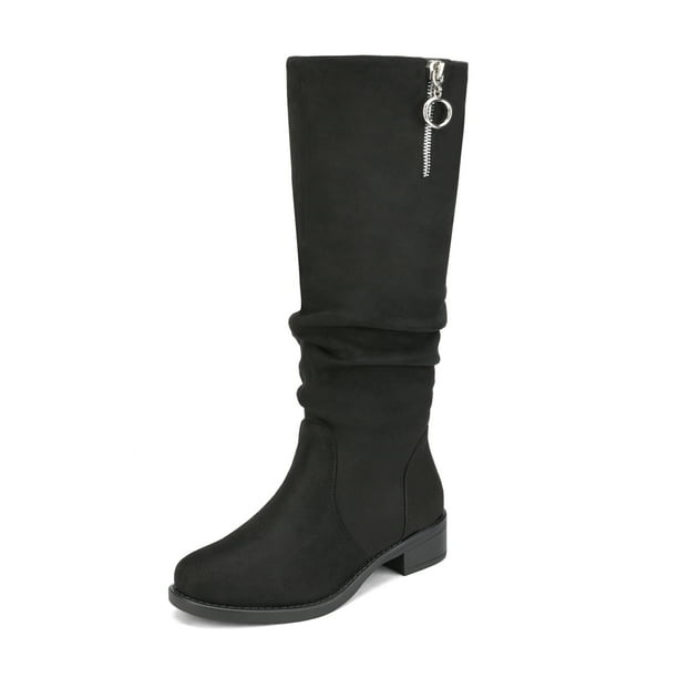 slouchy boots low heel