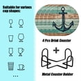thumbnail image 2 of BaHomeck Drink Coasters Set of 4 with Holder wooden background with anchor painted on it Water Absorbent Ceramic Coasters Tabletop Protection,Suitable for Various Cup ,Home Decor, 2 of 4