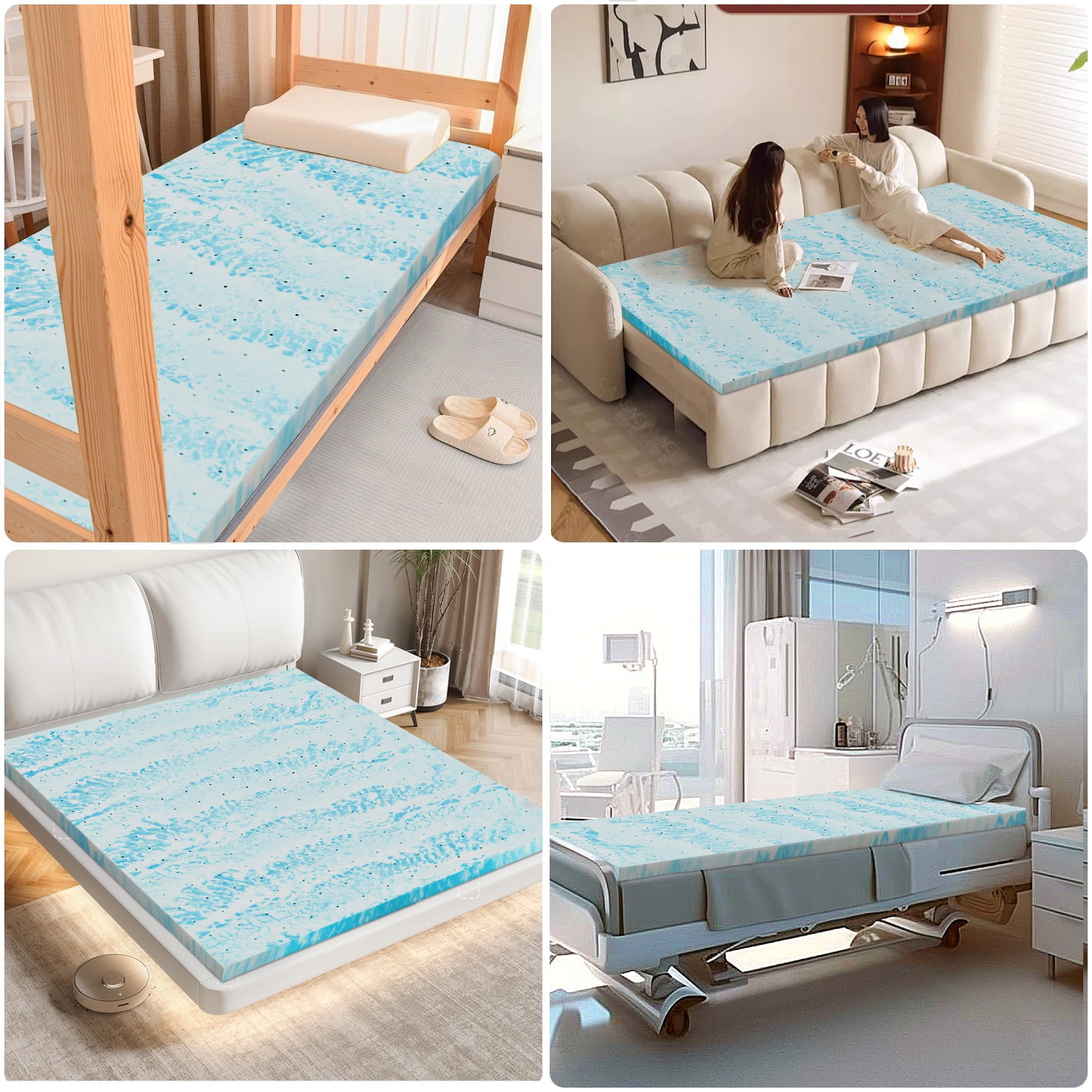 3 inch Full Gel Infused Mattress Topper, Memory Foam Mattress Topper
