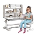 thumbnail image 3 of Koiauber Height Adjustable Ergonomic Learning Table with Tiltable Desktop,Large Storage Drawer,Bookshelf,Hand-Cranked Lift,Sturdy Student Workstation, 3 of 7