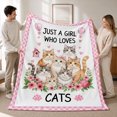 thumbnail image 2 of Rdsfhsp Cat Lover Flannel Fleece Blanket, Cute Kitty Floral Throw Blanket, Soft Cozy Warm Blanket for Bedroom Sofa Home Decor 80"x60", 2 of 5