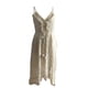 thumbnail image 4 of Txlixc Vestido con dobladillo de encaje para mujer, ropa de playa sin mangas con cuello en V profundo, falda de verano, beige/blanco Txlixc Estilo de ocio, 4 of 5