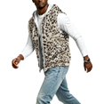 thumbnail image 6 of FENGYOU Mens Sleeveless Zip Up Hoodie Vest Casual Athletic Hooded Jacket with Leopard Print Lightweight Fleece Outerwear Khaki 3XL, 6 of 8