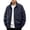 Dark Blue, variant on 2026 Men's Stand Collar Full Zip Cargo Bomber Jacket, Flap Chest Pockets Arm Utility Pocket Rib Cuff Long Sleeve Loose Fit Hiking Travel Outerwear