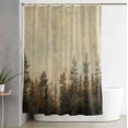 thumbnail image 2 of Waterproof Shower Curtain - Vintage Forest Tree Texture Bathroom Curtains with Hooks,Nature Scenery Painting Bathtub Curtain for Shower Stall,72x72 Inch, 2 of 6