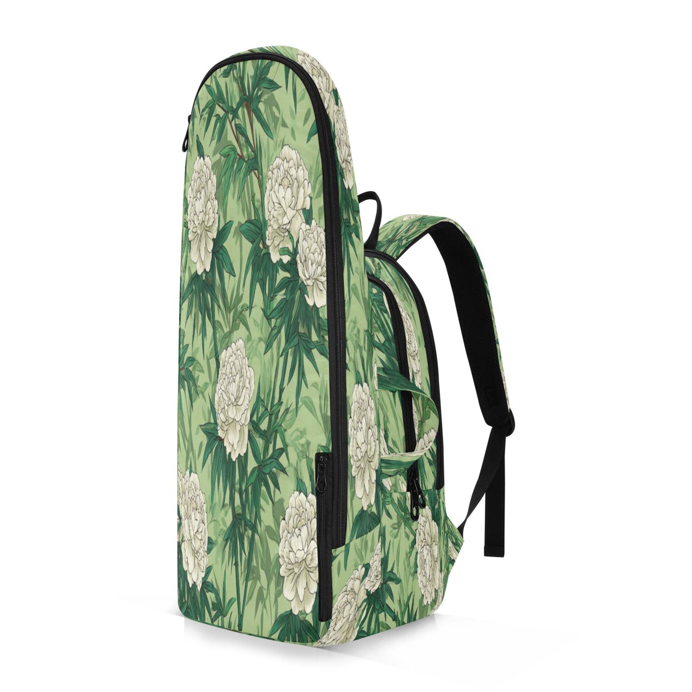 2 Racquet Holder Tennis Backpack Tennis Racket Covers Gym Bags White Peony and Bamboo