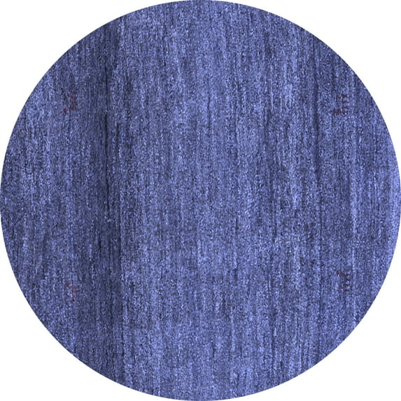 Ahgly Company Indoor Round Abstract Blue Contemporary Area Rugs, 3' Round
