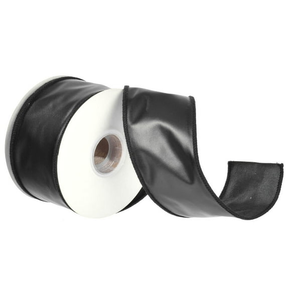 2.5"x10Y Black Artificial Leather Ribbon