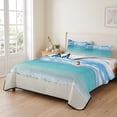 thumbnail image 2 of Full Quilt Set 78''x90'', Ocean Blue Lightweight Bedspread Coverlet Set with 2 Pillow Shams, Beach Nature Coast Sea Shore Sky Seawater Breathable All Season Quilt Bedding for Bedroom/Guest Room, 2 of 9