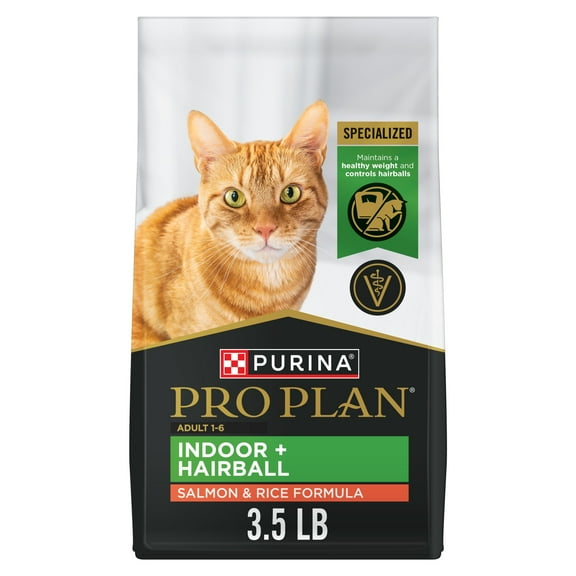 Purina Pro Plan Hairball Management, Indoor Cat Food, Salmon and Rice Formula, 3.5 lb.