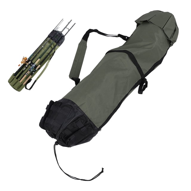 Fishing Rods Tackles Storage Bag, Shockproof Portable Water Resistant Oxford Cloth Fishing Pole Bag with Multi Layer Design for Organizing