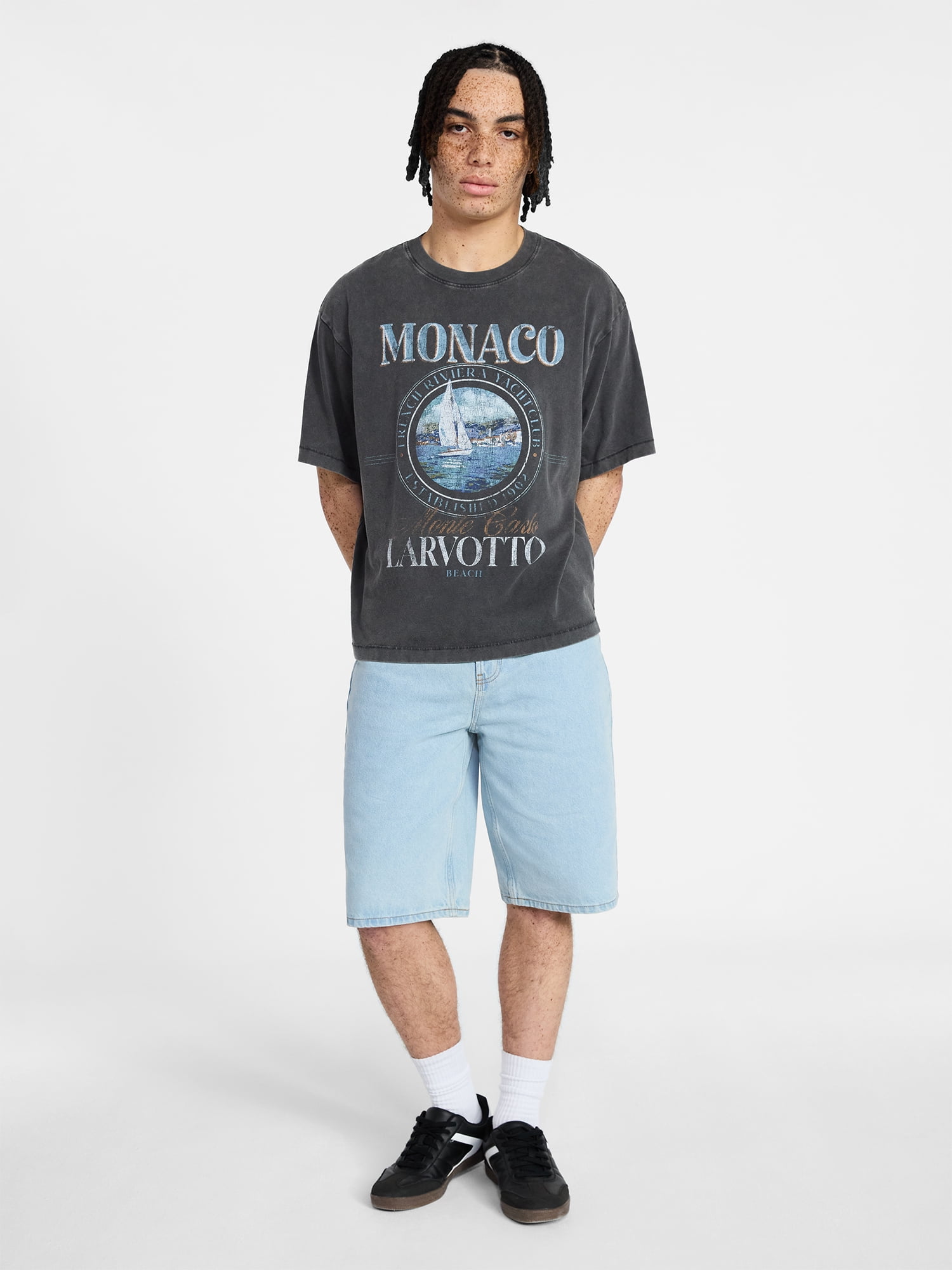No Boundaries Boxy Fit Heavyweight Graphic Tee Shirt, Men's XS-4XLT