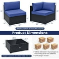 thumbnail image 4 of Costway 10 PCS Patio Rattan Furniture Set Outdoor Wicker Sofa Table Cushioned Seat Navy, 4 of 10