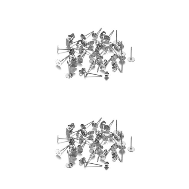 Wisewang Earring Stud Base Multi Stainless Personality Ear Pins Setting Decorations Jewelry Making Tool Beach Using Supplies Steel Color 5mm 2Set