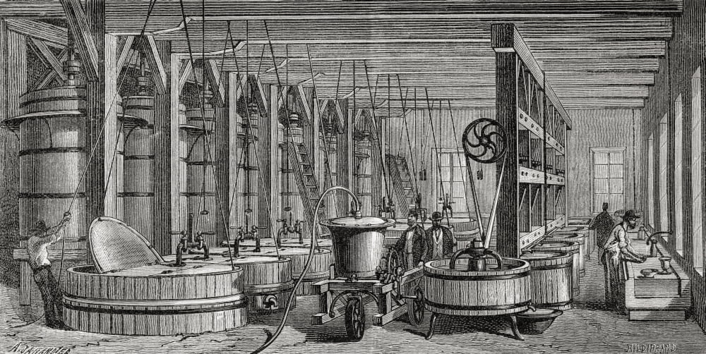 Machinery Used In The Purification Of Amalgamated Silver At The Gould And Curry Factory In Nevada America In The 19Th Century From El Mundo En La Mano Published 1875 Canvas Art - Ken Welsh Design Pic