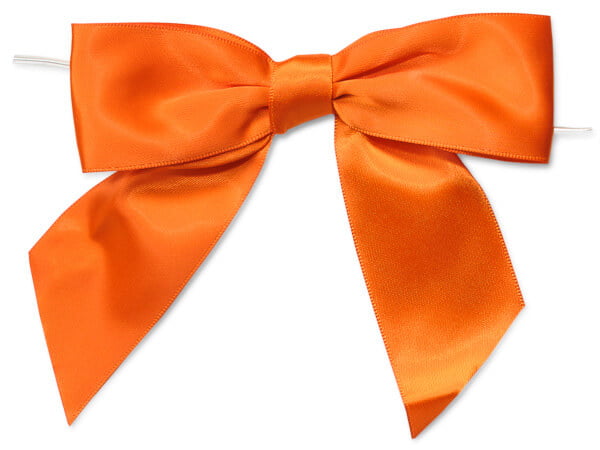 12 Orange Organza Bows w/ Twist Ties for Bags Crafts Gifts Fall Holiday Favors 