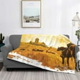 thumbnail image 2 of Vsdgher Western Cowboy Ranch Pattern Fleece Throw Blanket, Horizontal Fleece Bedding Home Decor for Couch & Bed All Season Use -60"x50", 2 of 4