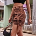 thumbnail image 5 of Women Cargo Denim Shorts - Summer Casual Vintage Loose Button Zipper Shorts Brown L, 5 of 8