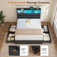 thumbnail image 6 of Queen Size Bed Frame with Storage Headboard and 4 Drawers, Wooden Upholstered Platform Beds with Charging Station and LED Lights, Metal Slats, No Box Spring Needed, Black, 6 of 9
