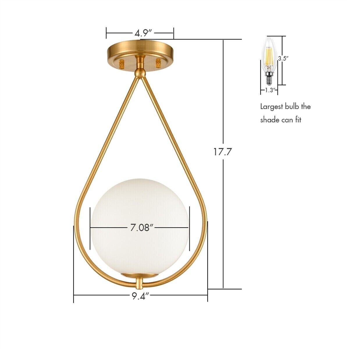 Industrial Brass Flush Mount Ceiling Light Ivory Glass Ceiling Light Fixture