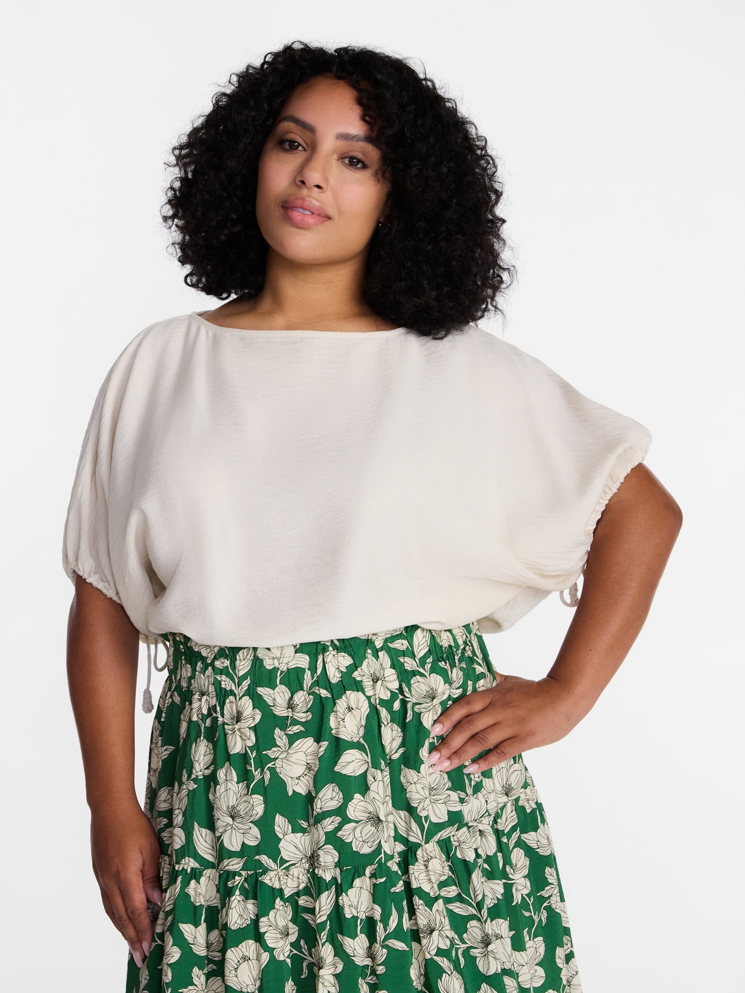 Time and Tru Women's Boatneck Top with Dolman Sleeves, Sizes XS-XXXL