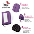 thumbnail image 3 of Cartera pequeña de cuero para mujer, monedero con cremallera para mujer, cartera con tarjetero con bloqueo RFID, funda para múltiples tarjeteros, 11,5*7,5 cm, 3 of 5