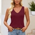 thumbnail image 2 of Loopsun Women Summer Tops V Neck Sleeveless Knit Sweater Vests Solid Relaxed Tunics, 2 of 5