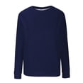 thumbnail image 5 of Qulqfy Women's Ribbed Sweatshirts Pullover Crew Neck Blue Long Sleeve Sweatshirts Fall Women Plain Tops XL, 5 of 5
