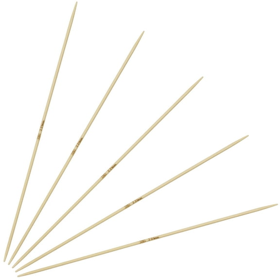 JubileeYarn 9" Double Point Bamboo Knitting Needles Set - 2.25mm - Natural