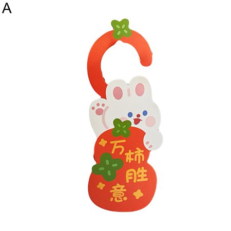 

GOODLIEST Doorknob Hanging Ornament Decorative Cartoon Shape Great Rabbit Printing Door Hanger Pendant Spring Festival Accessories
