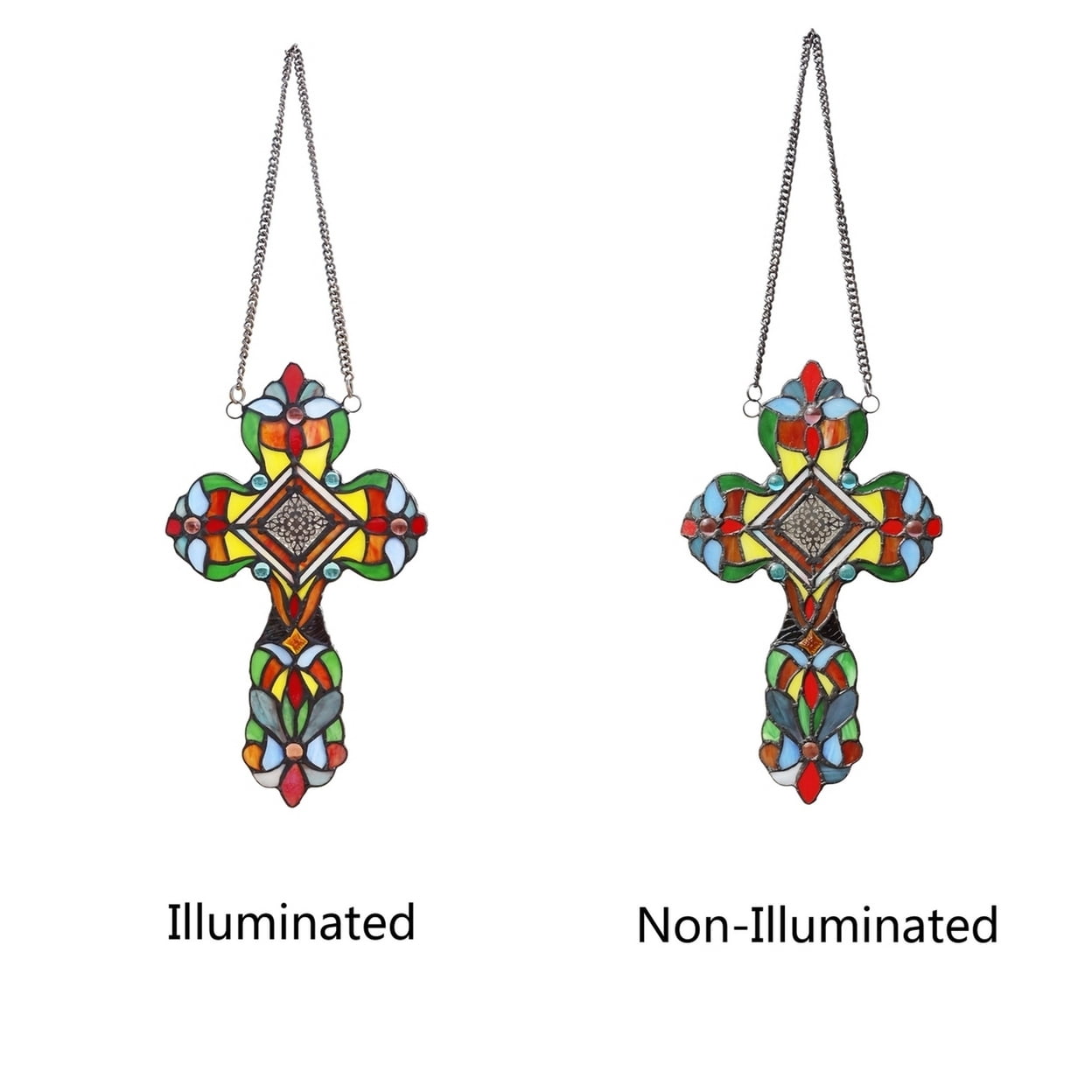 CHLOE Lighting ADELINA Victorian Tiffany-style Stained Glass Window Panel 13" Tall