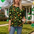thumbnail image 4 of felwors St Patty's Day Shirt Women 2025 Casual Plus Size 3/4 Sleeve Irish Clover Shirts Funny Saint Patrick's Tunic Tops (Orange, M), 4 of 6
