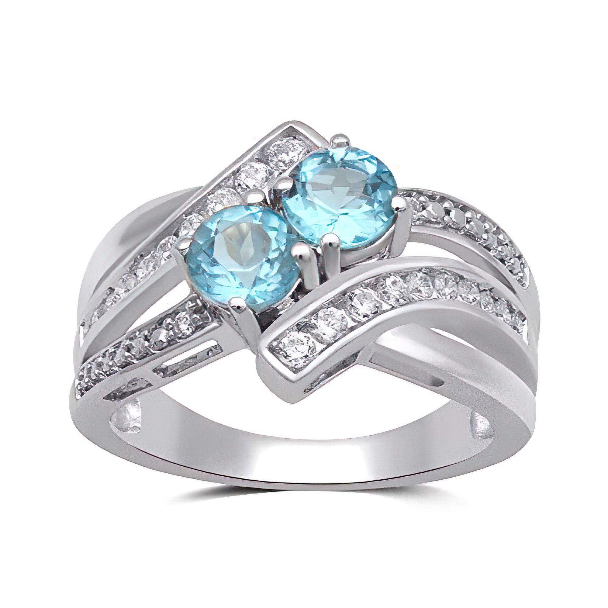 Anniversary Ring November Birthstone Exquisite Swiss Blue Topaz Ring for Her Birthday Gift 925 Sterling Silver Ring